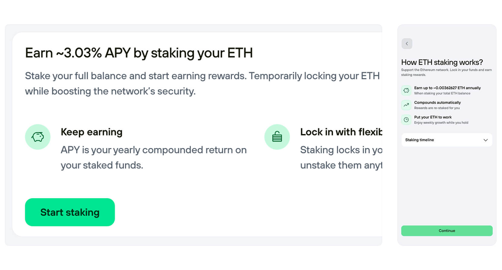 Trezor Suite showing how Ethereum staking works and the option to start staking