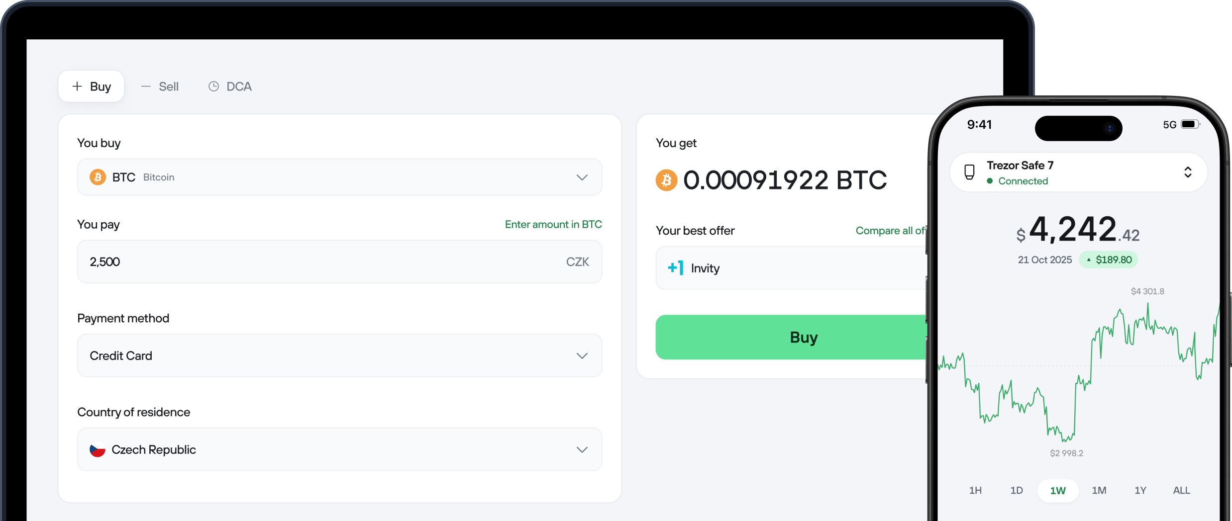 How to buy and sell Bitcoin in the Trezor Suite app