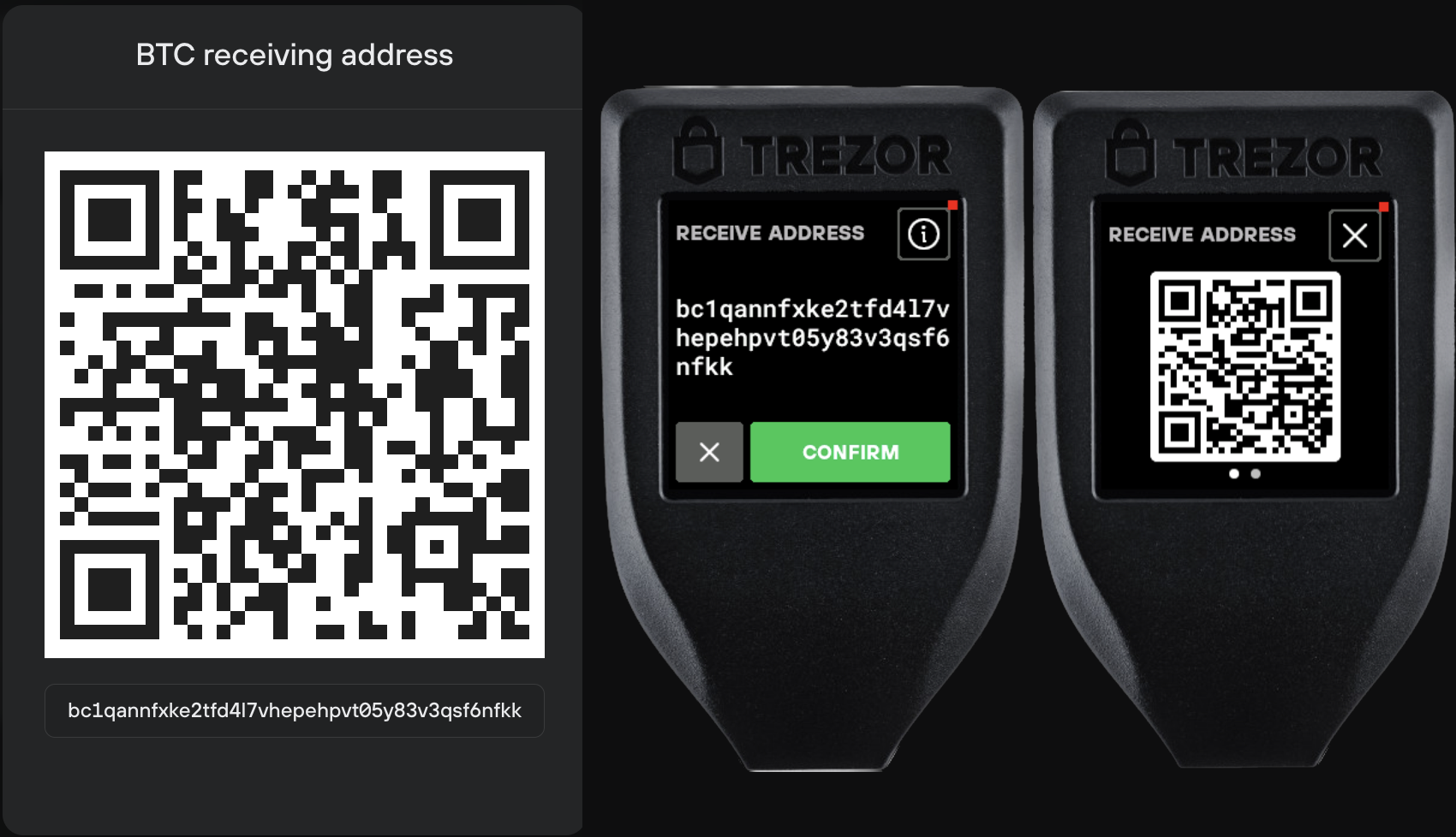 Receive crypto payment in Trezor Suite application