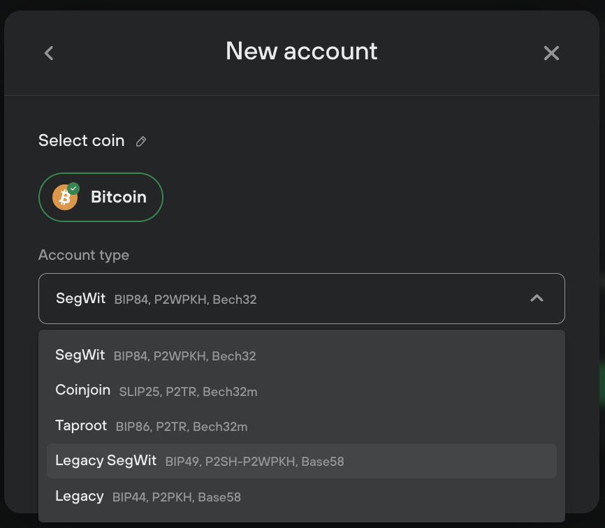 Bitcoin Account Types In Trezor Suite