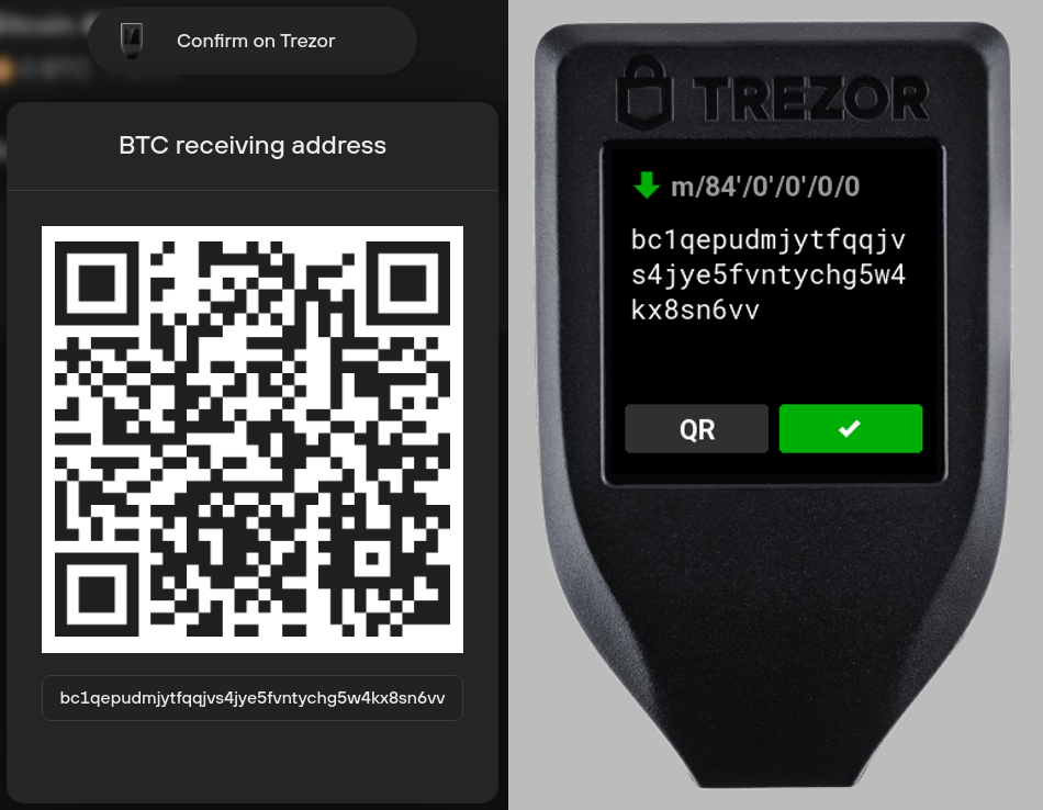 QR codes in Trezor Suite